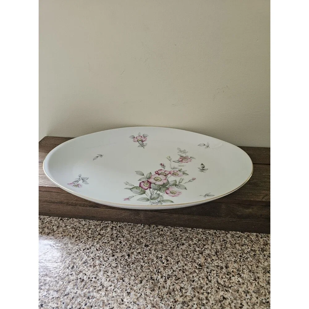 Harvan Fine China Oval Serving Platter Pattern Prim Rose 16 Inches